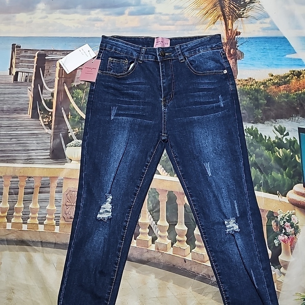 Stefany Jeans Distressed High-Rise Skinny Jeans Size 9/10‎ NEW - Picture 2 of 6